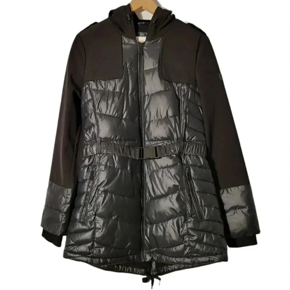 Bcbgeneration Puffer Belted Winter Jacket Black S… - image 2